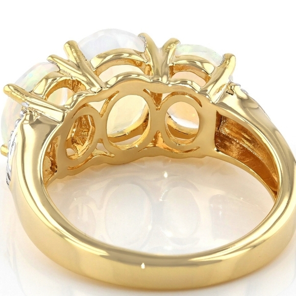 Multicolor Ethiopian Opal 18k Yellow Gold over Sterling Silver 💍 2.58ctw! - Picture 2 of 4